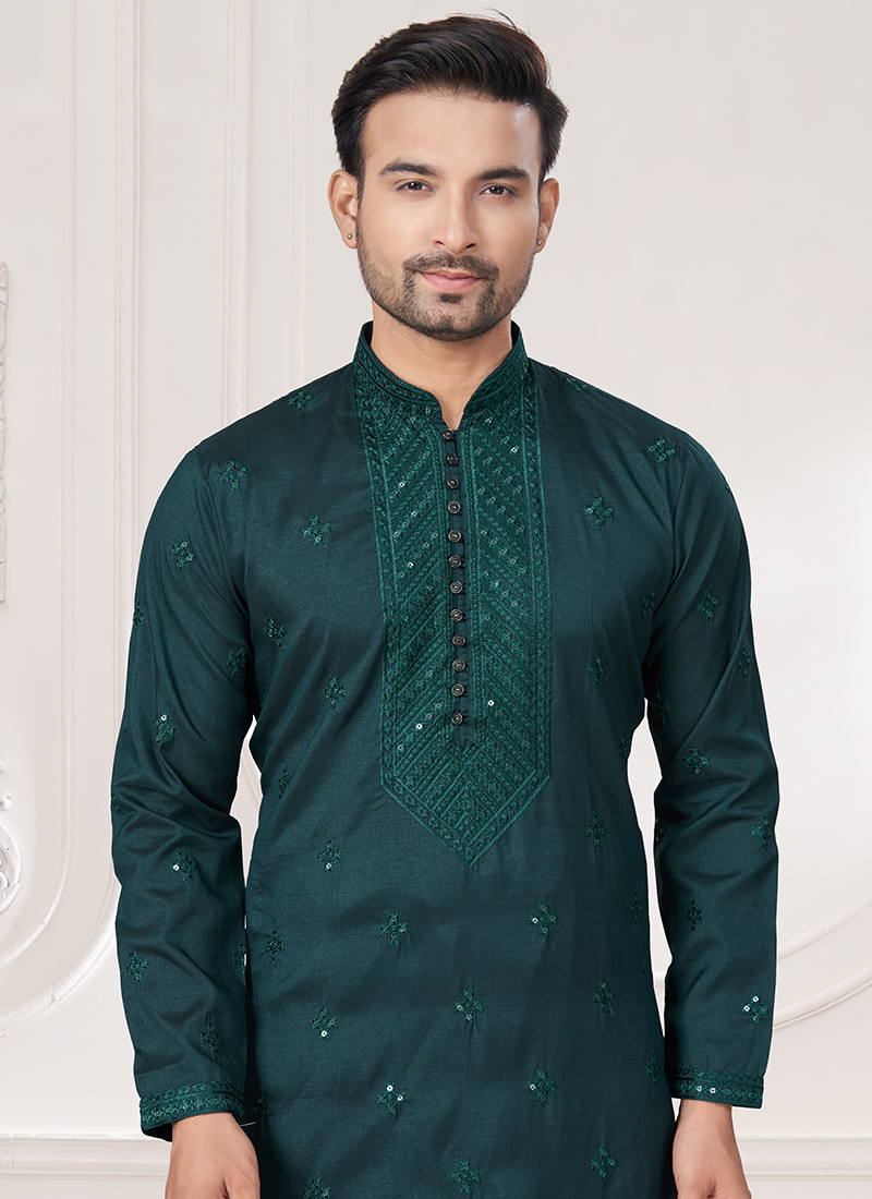 White Pure Soft Slub Silk Heavy Embroidery Work Kurta Pajama with Koti Jacket main image 0